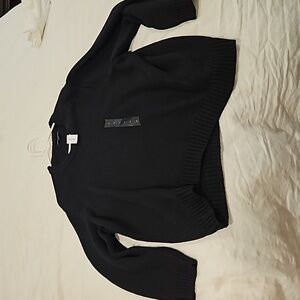 Banana Republic womens black cotton oversized cable knit sweater size medium